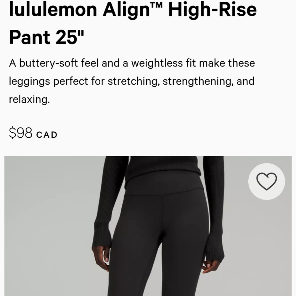 Lulu super soft high waist leggings 25 inch.sz 10